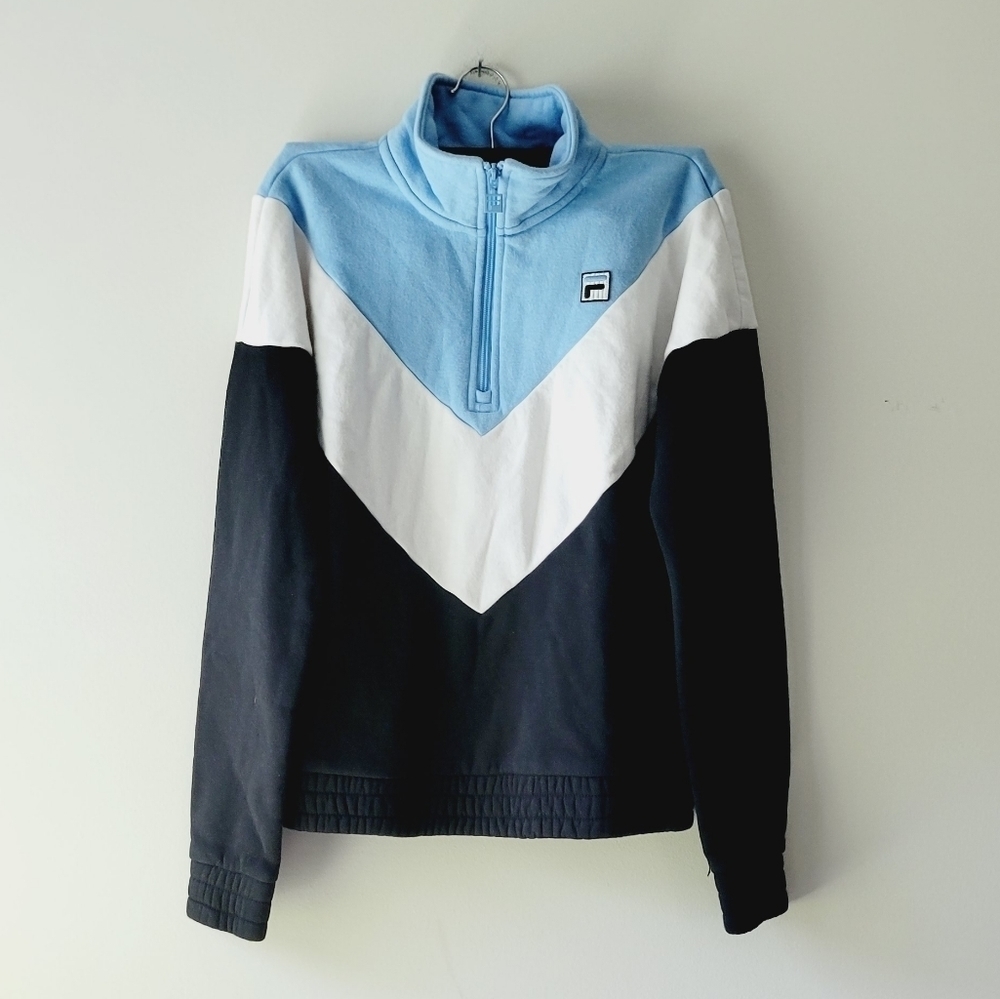 Fila athletic pull‎ over sweater colors blue white and black size S